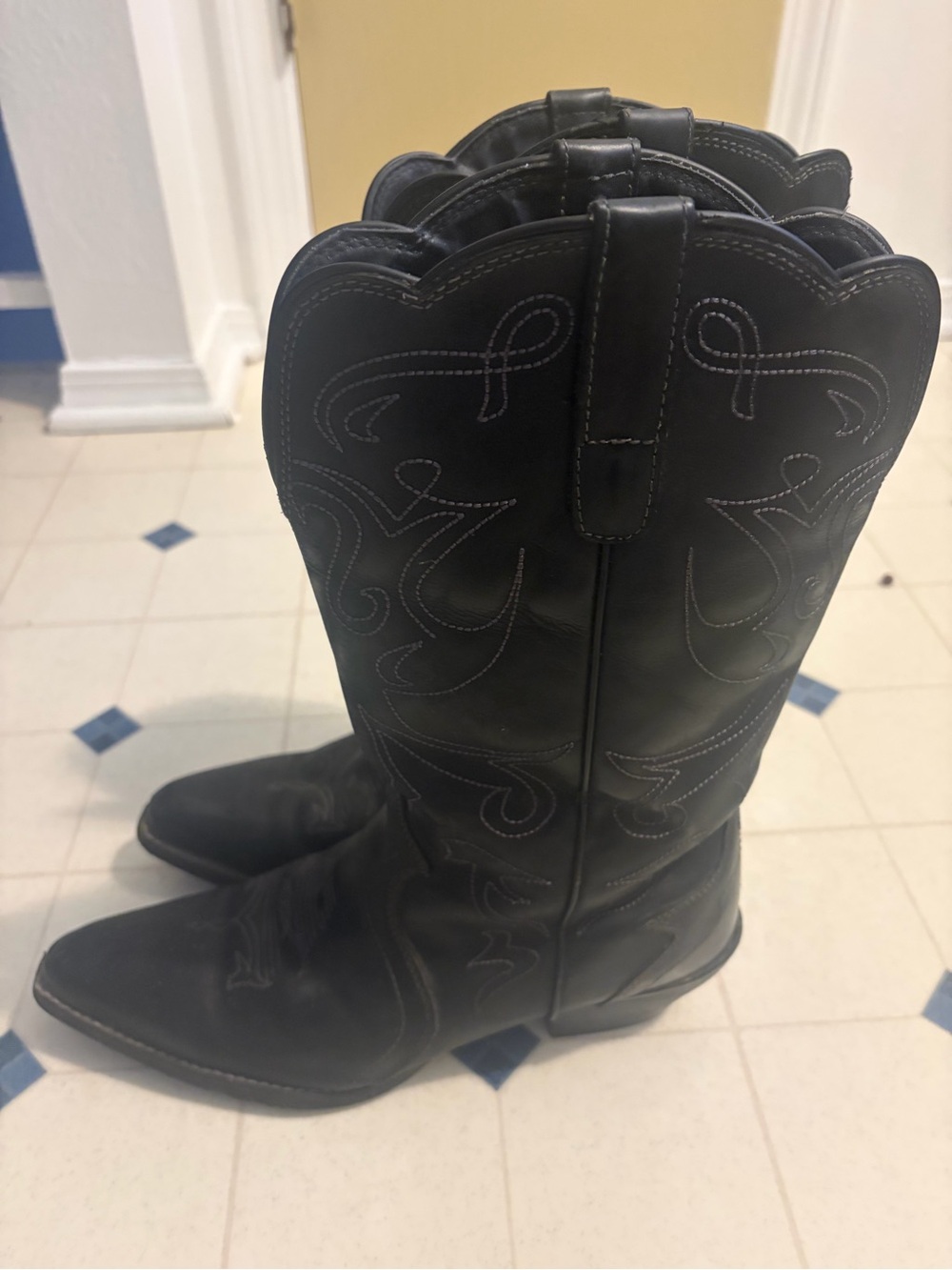 Black Western Cowboy Boots for men Classic Stitch Detail shoes for crews size 11